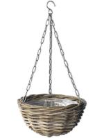 Подвесное кашпо Rattan hanging basket antique grey D30 H17 см 6MND00562