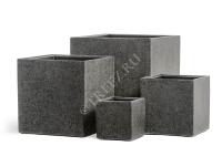 Кашпо TREEZ Effectory - серия Stone - Куб - Тёмно-серый камень 41.3321-01-064-GR-40