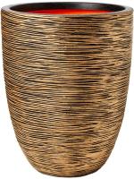 Кашпо Capi nature rib nl vase elegant low black gold D46 H58 см 6CAPTG046