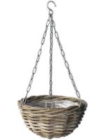 Подвесное кашпо Rattan hanging basket antique grey D40 H17 см 6MND00563
