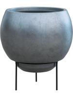 Кашпо Metallic silver leaf globe elevated matt silver blue (with liner + foot) D34 H31 см 6MTLC34SB