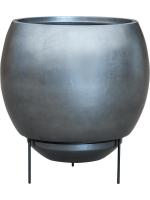 Кашпо Metallic silver leaf globe elevated matt silver blue (with liner + foot) D48 H45 см 6MTLC48SB
