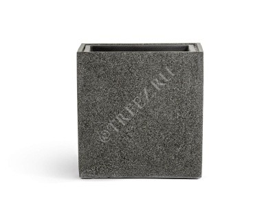 Кашпо TREEZ Effectory - серия Stone - Куб - Тёмно-серый камень 41.3321-01-064-GR-30