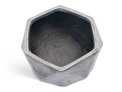 Кашпо TREEZ ERGO Rombo низкая многогранная чаша застаренное серебро 41.1019-0028-SLV-58