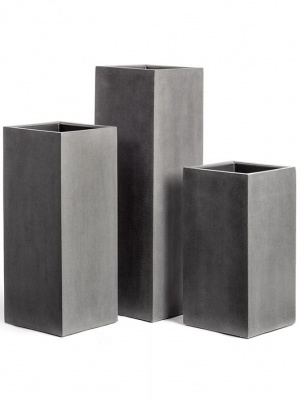Кашпо TREEZ Effectory Beton высокий куб тёмно-серый бетон 41.3317-02-010-GR-60