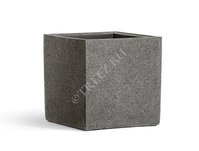 Кашпо TREEZ Effectory - серия Stone - Куб - Тёмно-серый камень 41.3321-01-064-GR-50