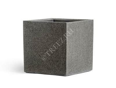Кашпо TREEZ Effectory - серия Stone - Куб - Тёмно-серый камень 41.3321-01-064-GR-40